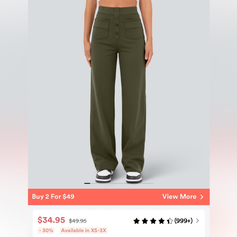 Halara High Wasted Multiple Pockets Straight Leg Casual Pants | Small
